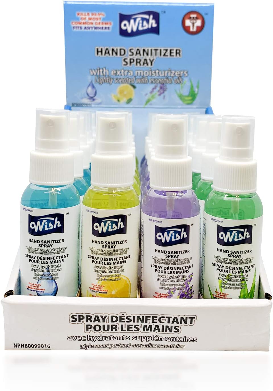 Wish little Hand Sanitizer Spray 60ml (Pack of 24 Sanitizers) Desinfectant and 4 Assorted Scents