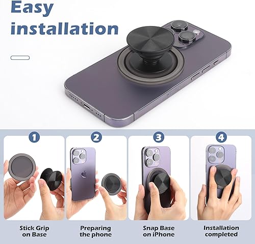 Miniatura 9 de GCQOO Base magnética esmerilada para PopSocket para iPhone 141312, soporte de teléfono extraíble compatible con fundas MagSafe