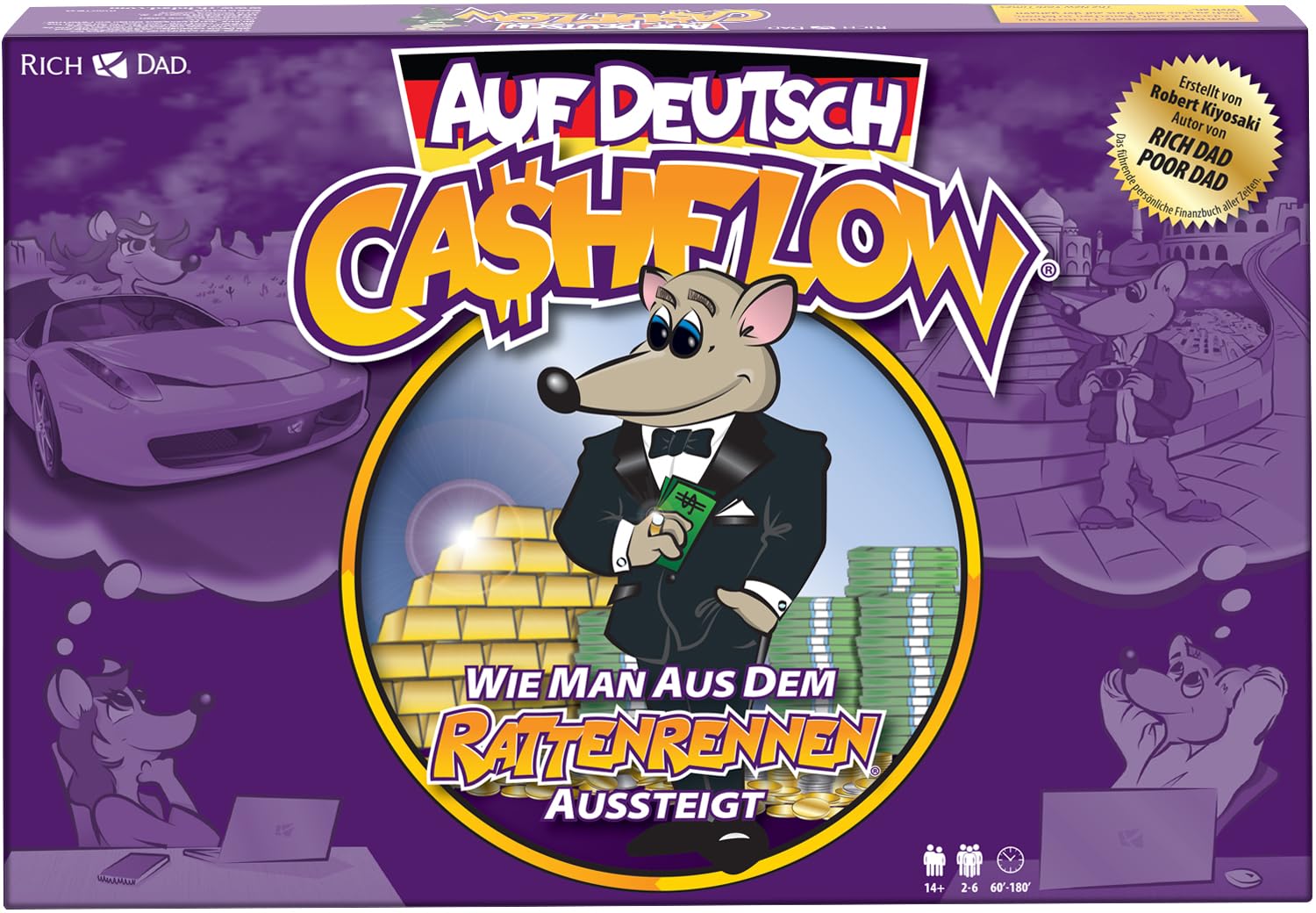 Rich Dad CASHFLOW – EIN Lernspiel von Robert Kiyosaki zur finanziellen Allgemeinbildung der Familie, zu Unternehmensentwicklung, Investitionen und Geldmanagement, auf Deutsch