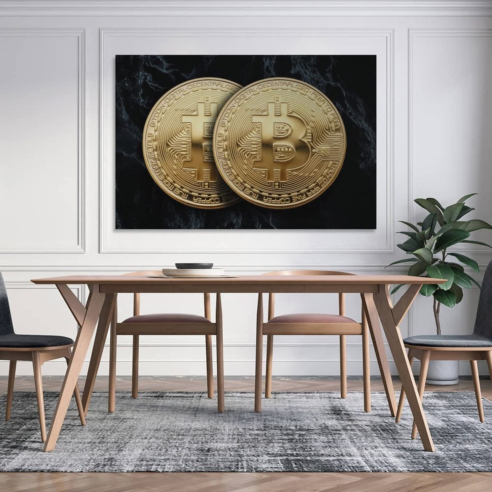 Amazon.com: Lienzo de pared Bitcoin, decoración de oficina con cadena de  bloques, bitcoins sobre mármol negro, criptomonedas, póster de lienzo con  impresión criptográfica, decoración de dormitorio, paisaje : Hogar y Cocina