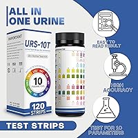 Vista 2 de Tiras de prueba de orina 10 en 1 para análisis de orina - Tiras de prueba de análisis de orina de panel completo para proteínas, nitritos