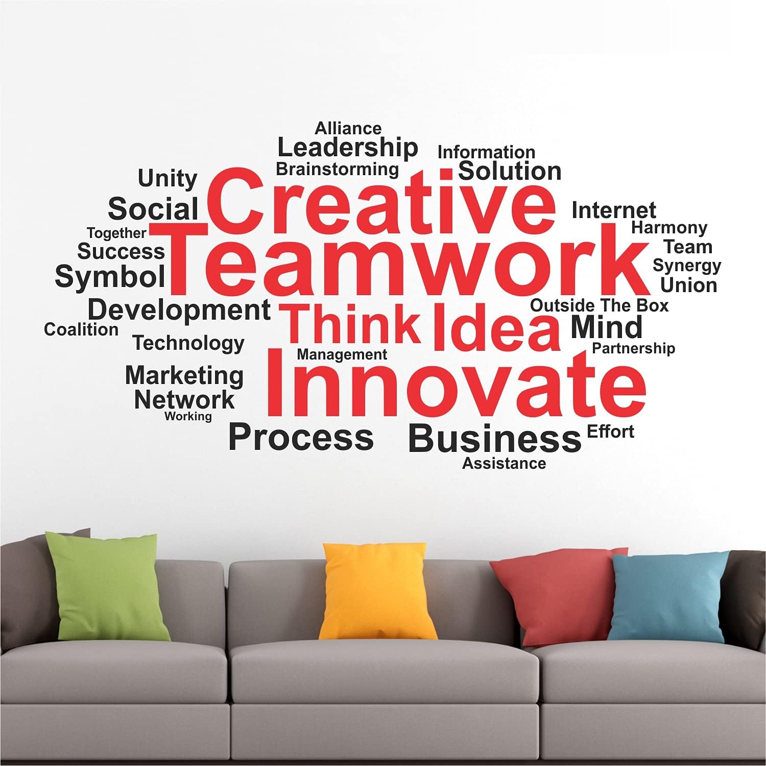 StickMe 'Teamwork Office Inspirational Motivational Quotes Creative Colorful Wall Sticker' SM1061 (Multi Colour, Vinyl 130cm X 70 cm)