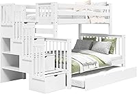 Vista 2 de Bedz King BK961-Honey-Trundle-p - Litera con cama nido individual, con 4 cajones en los peldaños