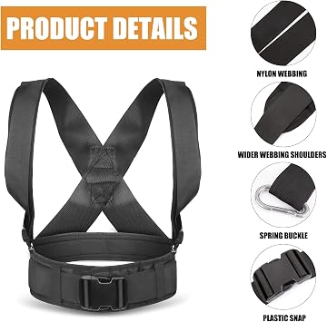 Sled Pulling Harness, Tire Pulling Harness with Pull Strap for Resistance Training, Adjustable Padded Shoulder Strap