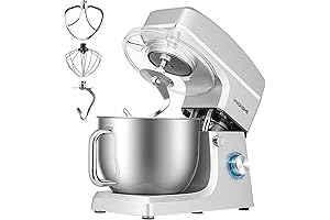 Kuccu 7.5 Quart Stand Mixer, 6 Speed Tilt-Head Powerhouse Kitchen Machine with...
