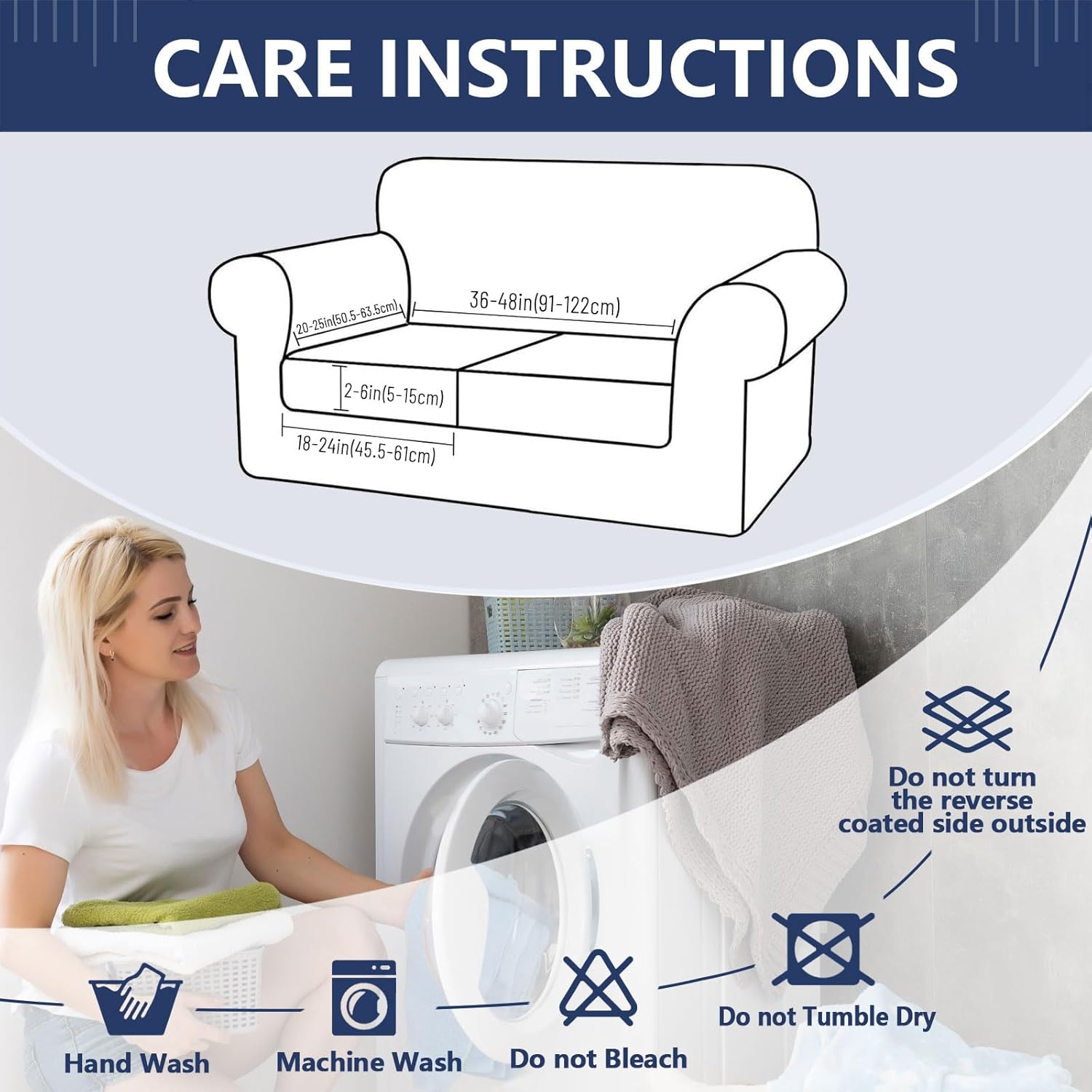 hyha Waterproof Couch Cushion Covers, Wear Resistant Couch Cover, Anti Slip Sofa Slipcovers Washable, Soft Thick Jacquard Furniture Protector for Pets Dog (2 Packs, Light Grey)
