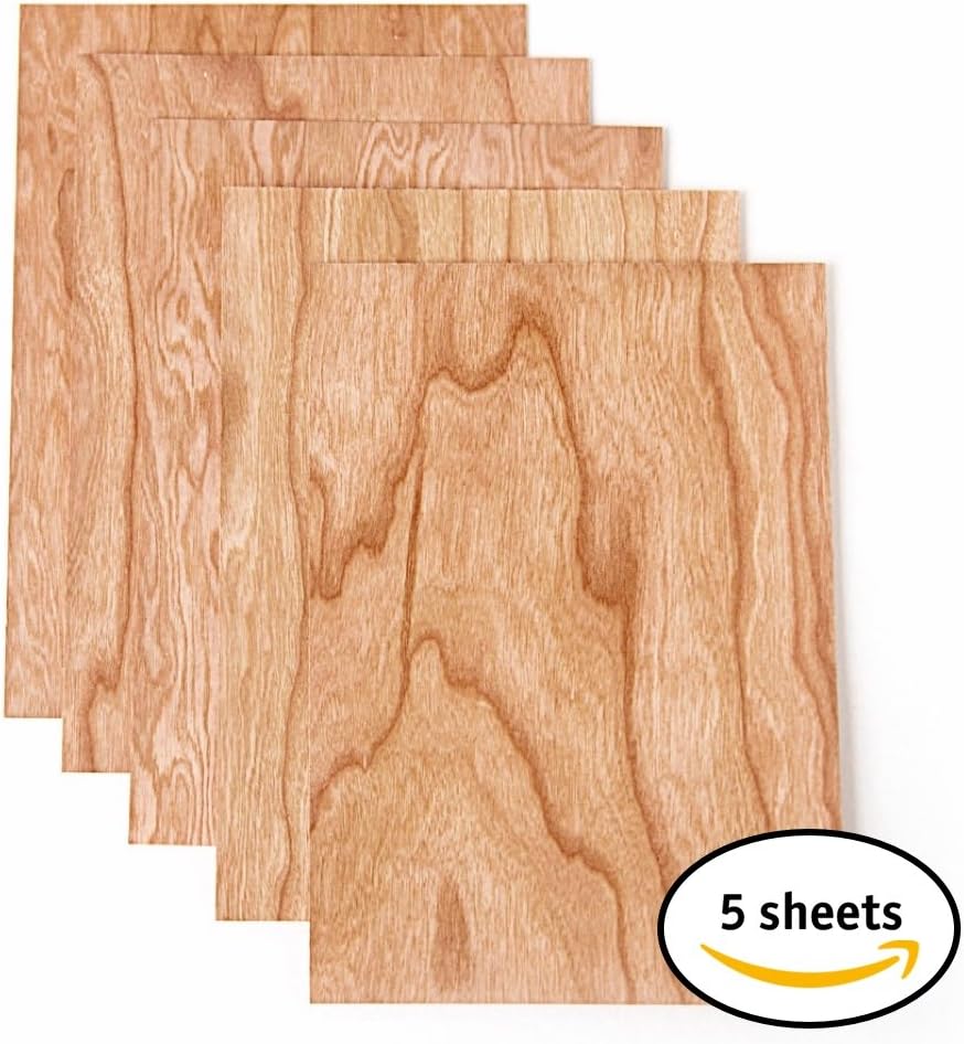 Hexie Co Real Wood Paper Double Sided Veneer Postcards for Wedding Invitations and DIY Projects (5x7, cherry)