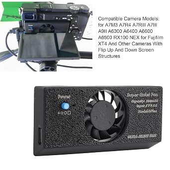 Camera Cooling Fan, 3 Modes Operation, Low Noise, Built in 500mah Battery, for A7M3 A7R4 A7RIII A7III A9II A6300 A6400 A6600 A6500 Flip Up Down Screen Cameras, Heayzokiv6nhrbzwmt