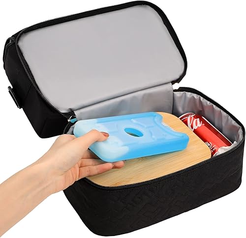 Miniatura 4 de NISHEL Lonchera para mujer, con aislamiento de dos compartimentos separados, con correa de hombro ajustable, a prueba de fugas, para el trabajo,