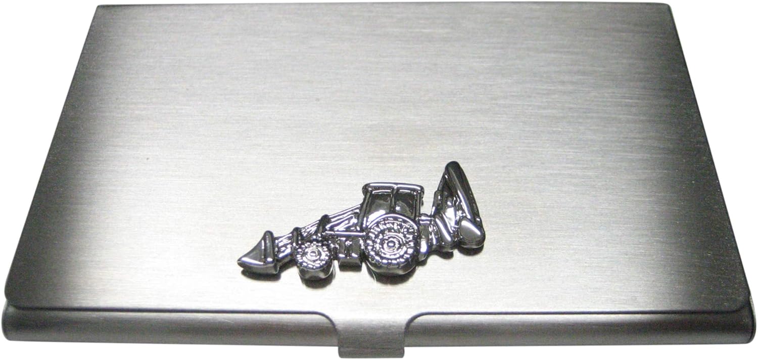 Kiola diseña el titular de la tarjeta de visita de la máquina del excavador de la maquinaria pesada tono plata