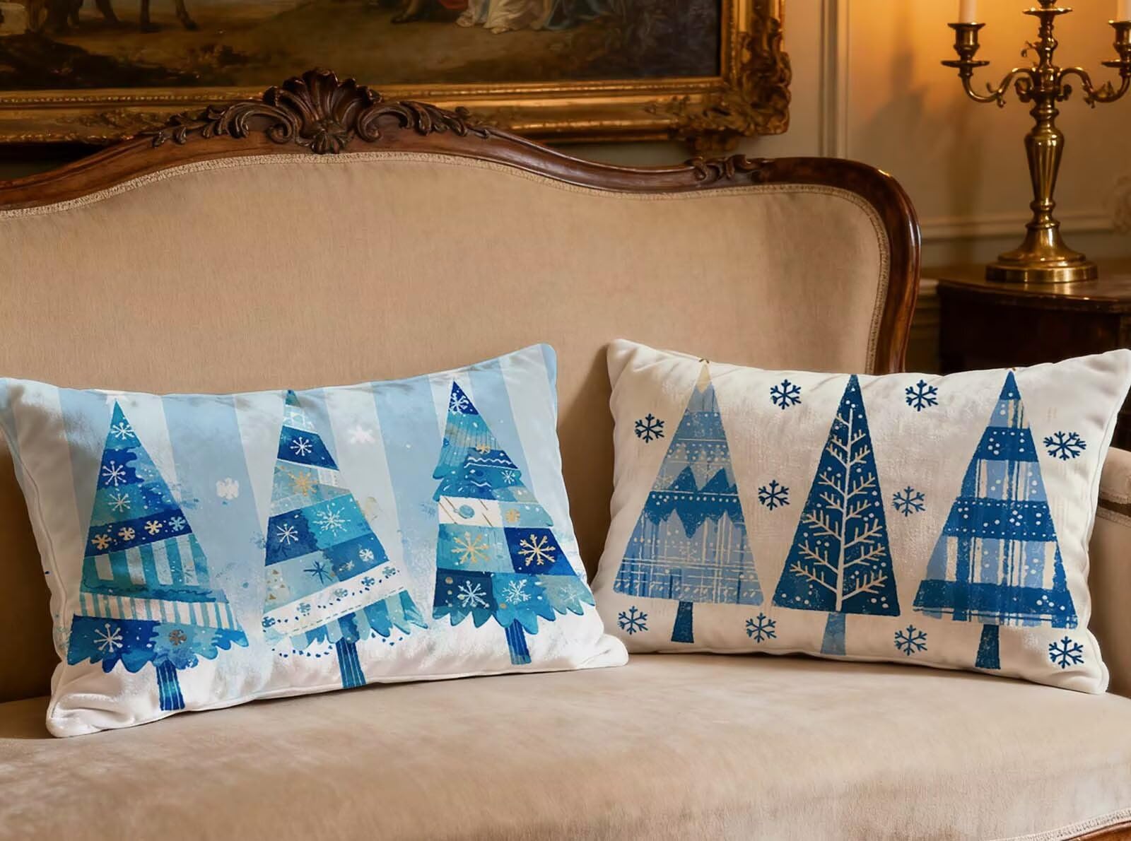 Housse de coussin bleu nuit en velours 50x70 pour décorer le canapé du salon