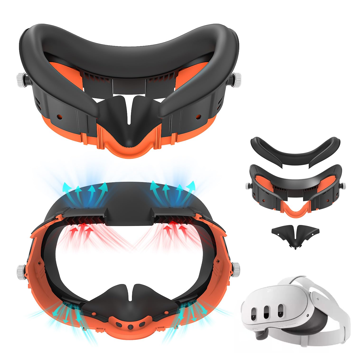 Rechale Face Cover Pad and Facial Interface Compatible with Meta Oculus Quest 3 Accessories, Replaceable Upgraded Sweat-Proof PU Leather Pad, Air-Circulation Design Face Cover Accessorie for Quest 3