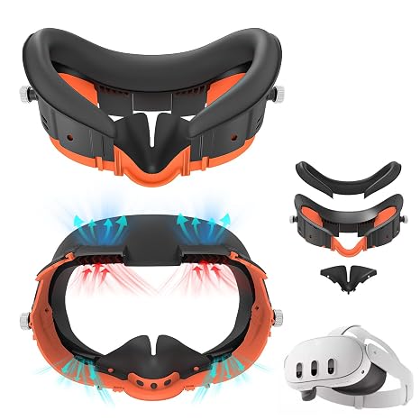 Rechale Face Cover Pad and Facial Interface Compatible with Meta Oculus Quest 3 Accessories, Replaceable Upgraded Sweat-Proof PU Leather Pad, Air-Circulation Design Face Cover Accessorie for Quest 3