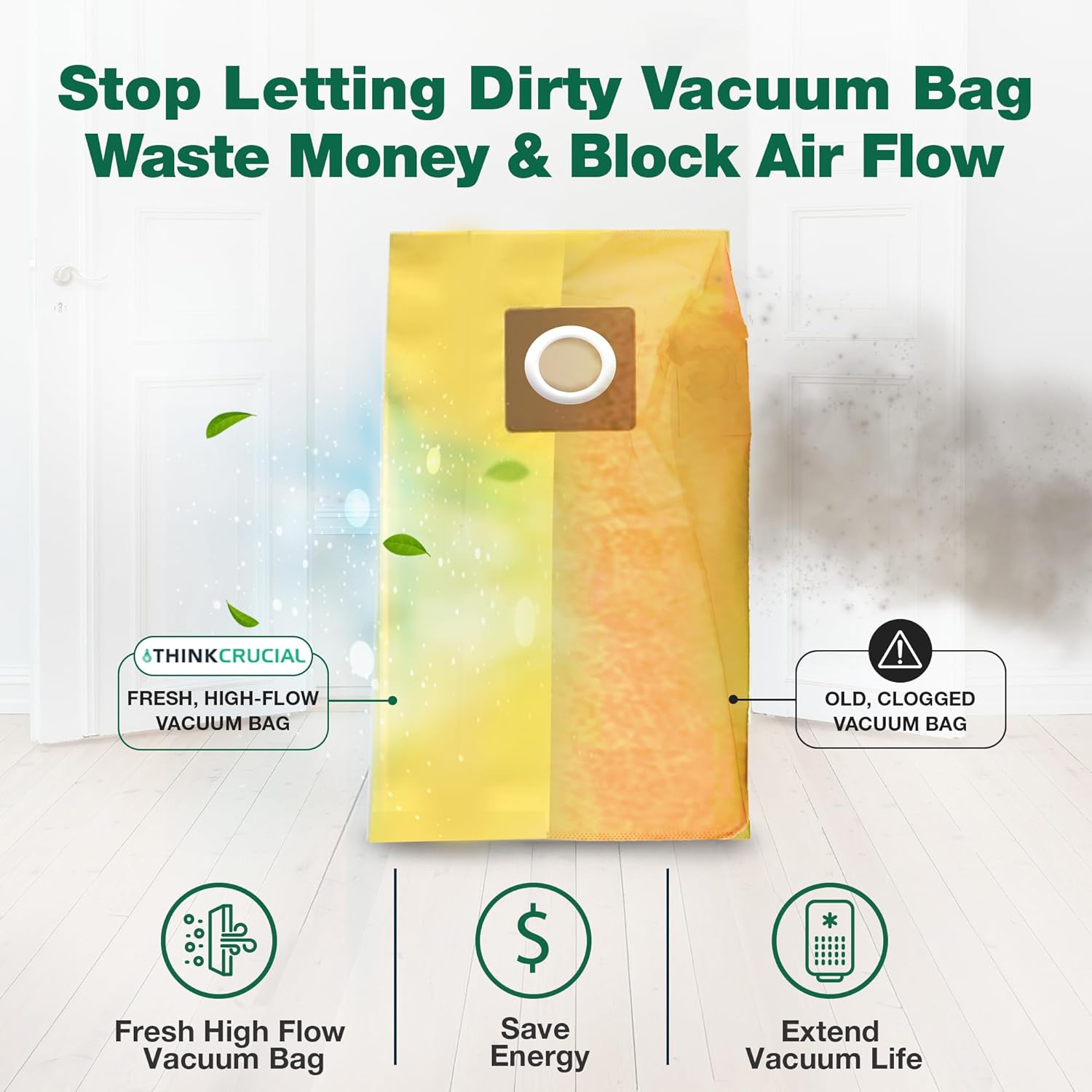 20 Replacements for Hoover HushTone Canister Vacuums Bags Part # AH10243, Fits Models: CH54013, CH54015, CH54113 & CH54115 (20 PACK) - by Think Crucial