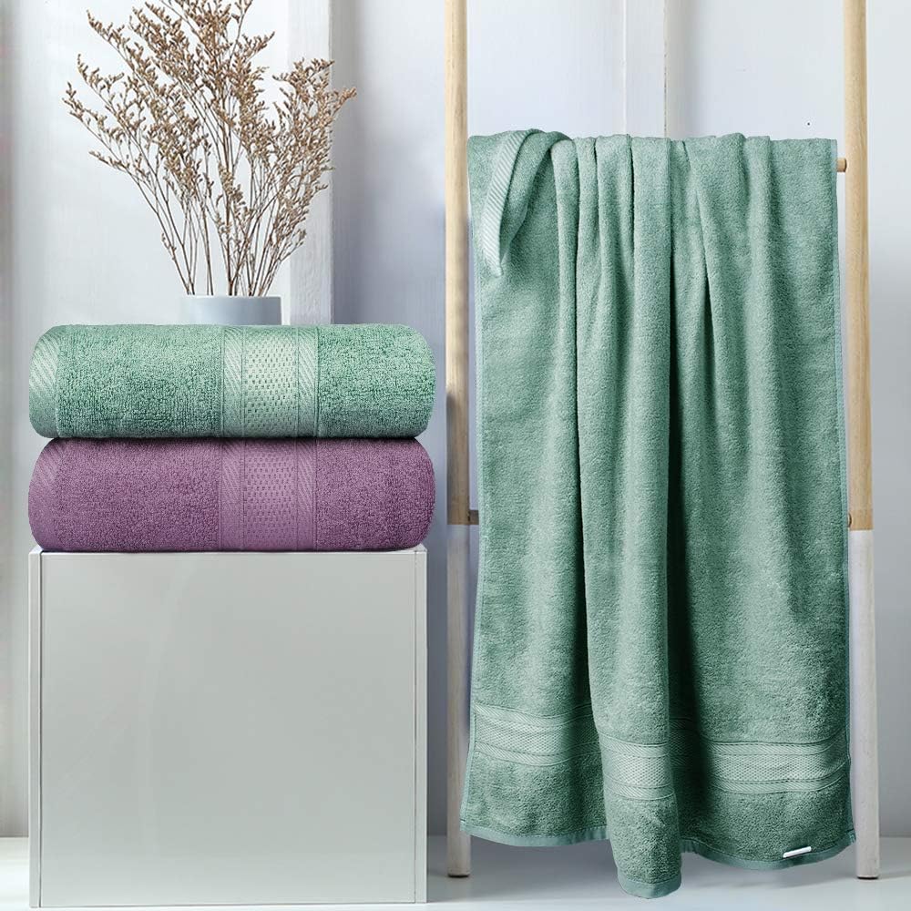 Yoofoss Bath Towels Luxurious Bamboo Bath Sheet 2 Pack 28x55 Inch Ultra Soft and Highly Absorbent Bathroom Towel