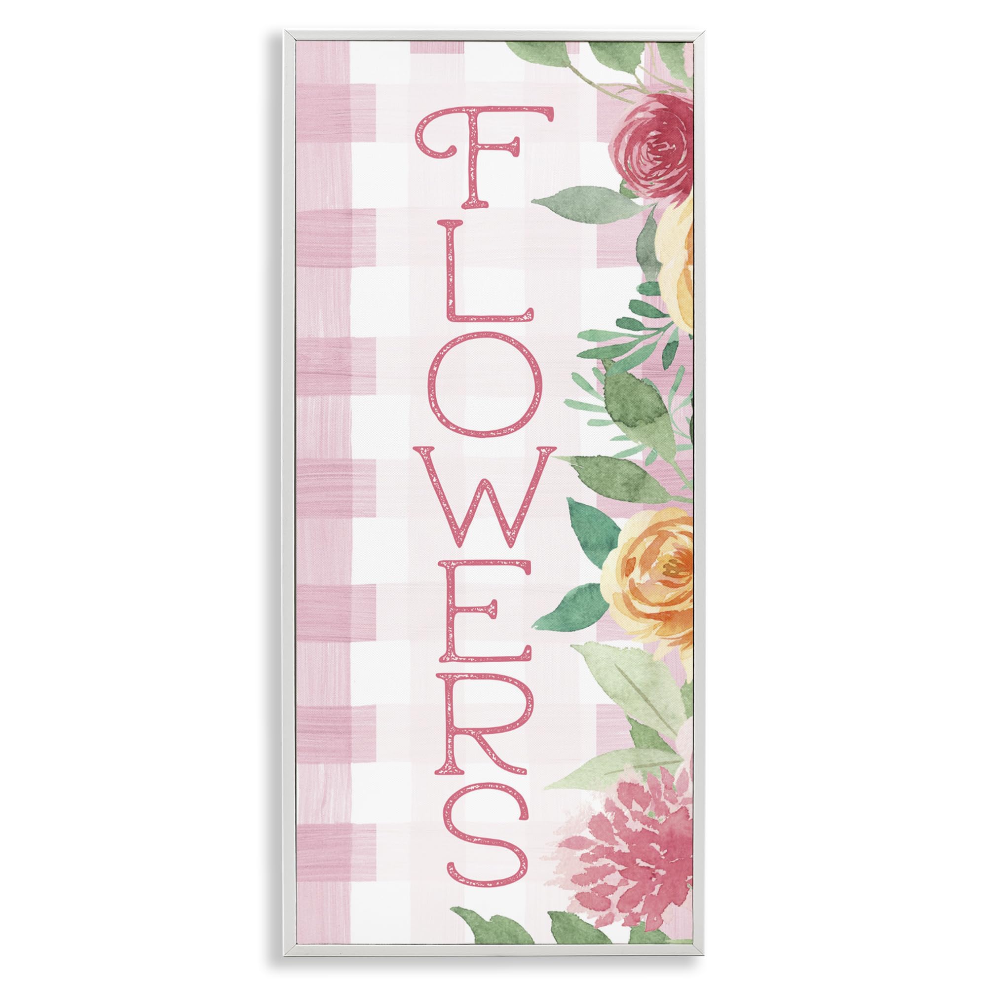 Illustration Vichy rose et fleurs Stupell Industries | Évoquez la douceur printanière chez vous