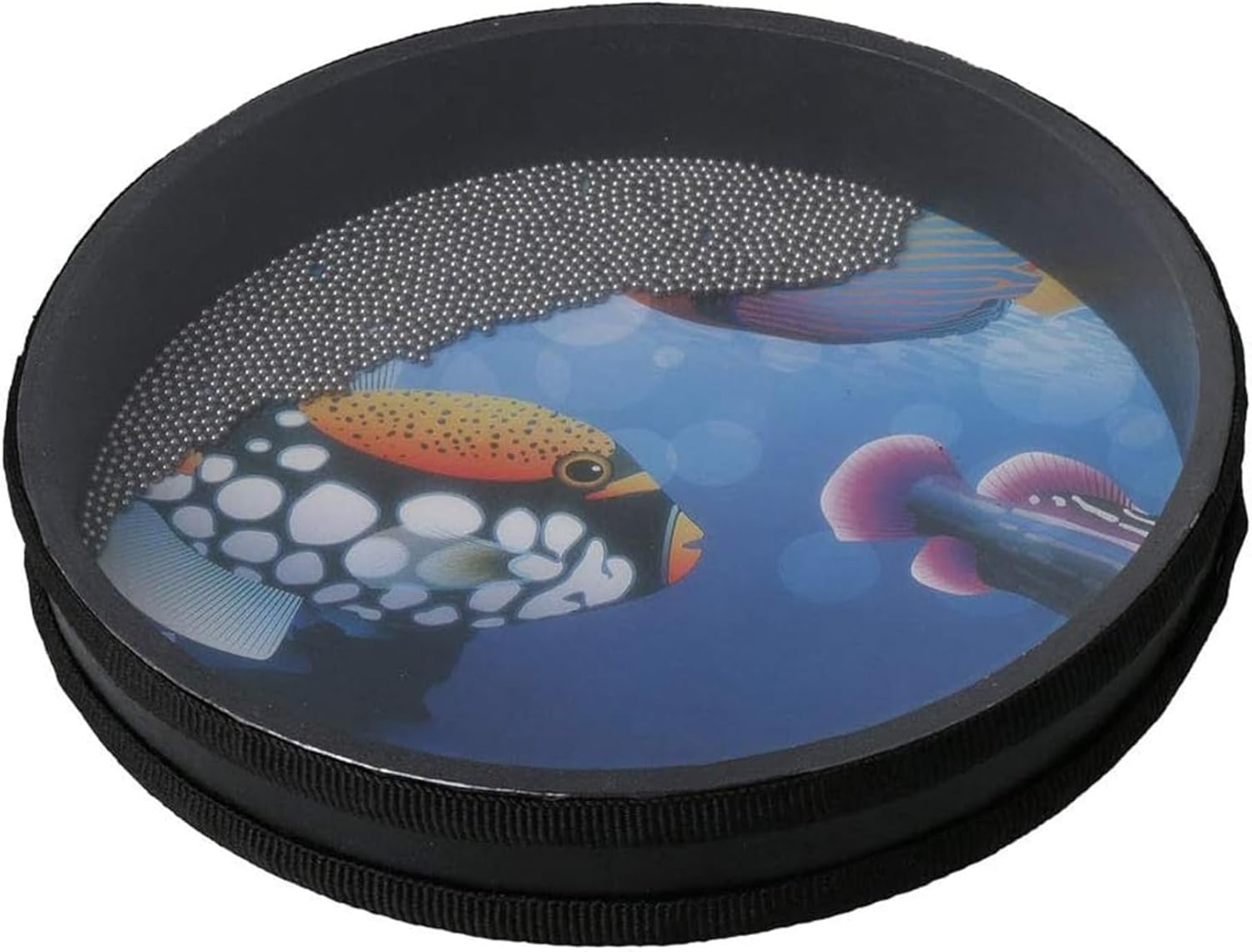 Ocean Drum, 8 Inch Plastic Hand Drum Percussion Wave Bead Ocean Instruments with Fish Pattern, Music Relax Sound Healings for Kids Party
