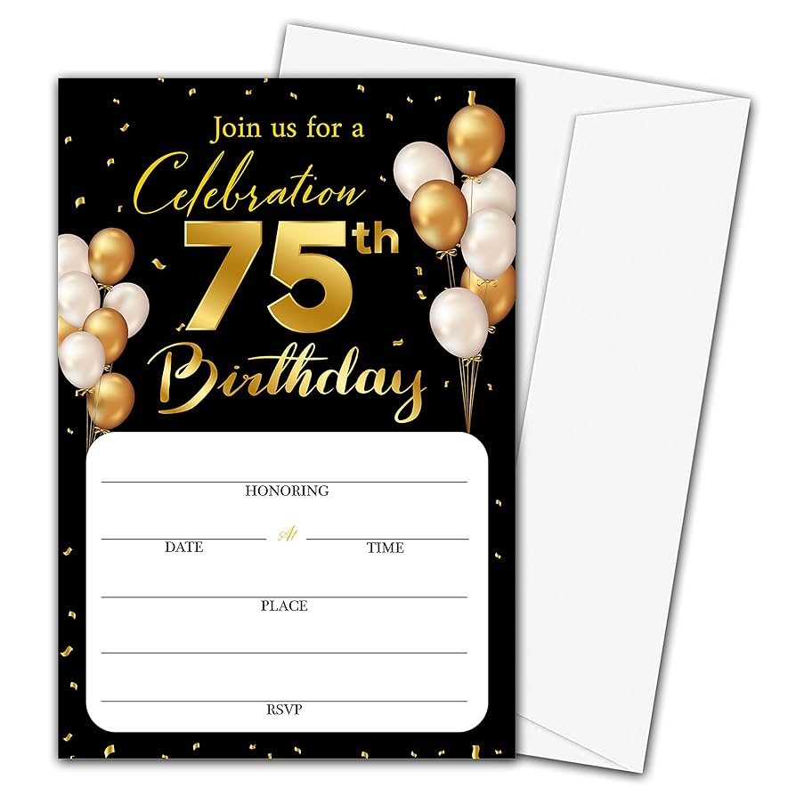 amazon-com-75th-birthday-invitation-cards-with-envelopes-classic-gold-theme-fill-in-the-blank-birthday-party-invite-cards-for-man-woman-entertain-banquet-party-supplies-20-invites-with-envelopes