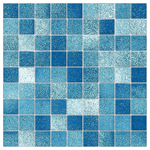 LEECICILE Peel and Stick Wallpaper Bathroom Wallpaper Removable Self Adhesive Contact Paper Blue Mosaic Wallpaper Kitchen Countertop Decorative Paper Vinyl Film Waterproof 17.7In X 78In