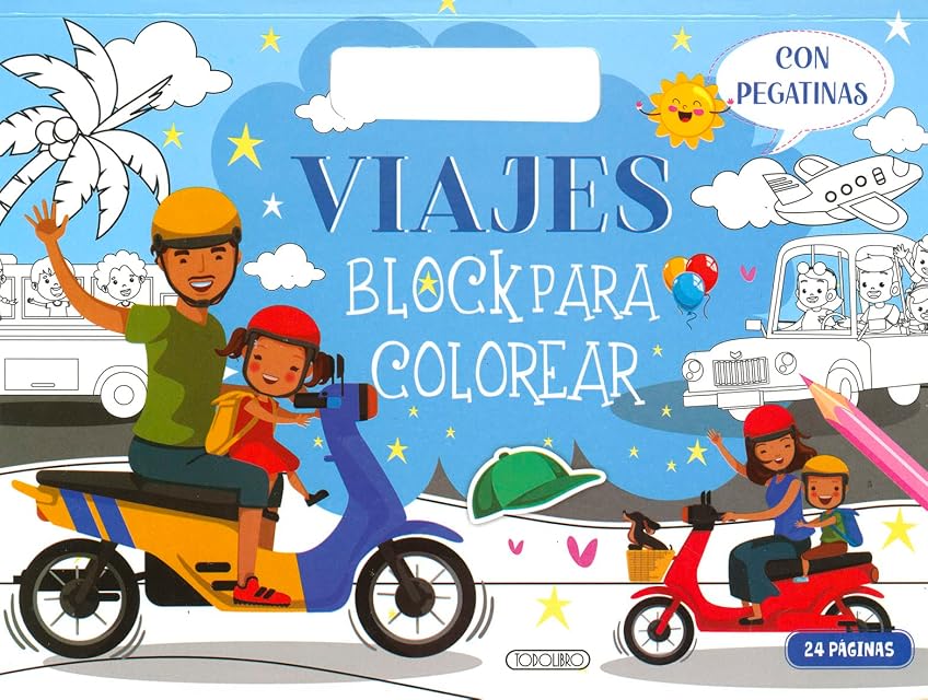 Portada de Viajes. Block para Colorear con Pegatinas
