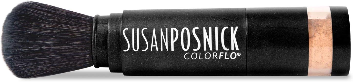 COLORFLO: Natural Makeup, Vegan, Cruelty Free, Mineral Powder Foundation & Sun Protection Brush (M8/Golden Beige) Refillable - USA