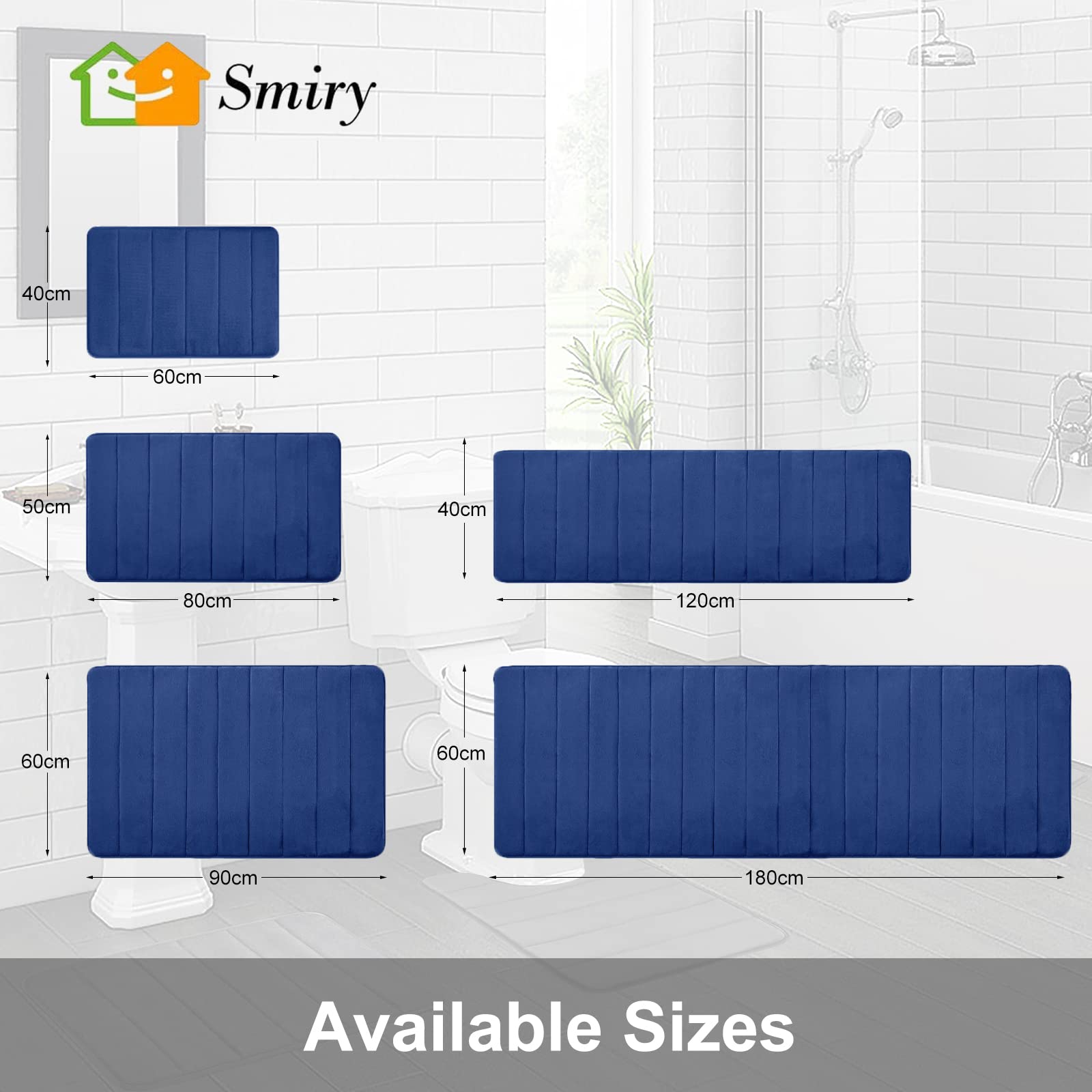 smiry Memory Foam Bath Mat, 40 x 120 cm, Extra Soft Non-Slip Bathroom Mat Runner - Image 2