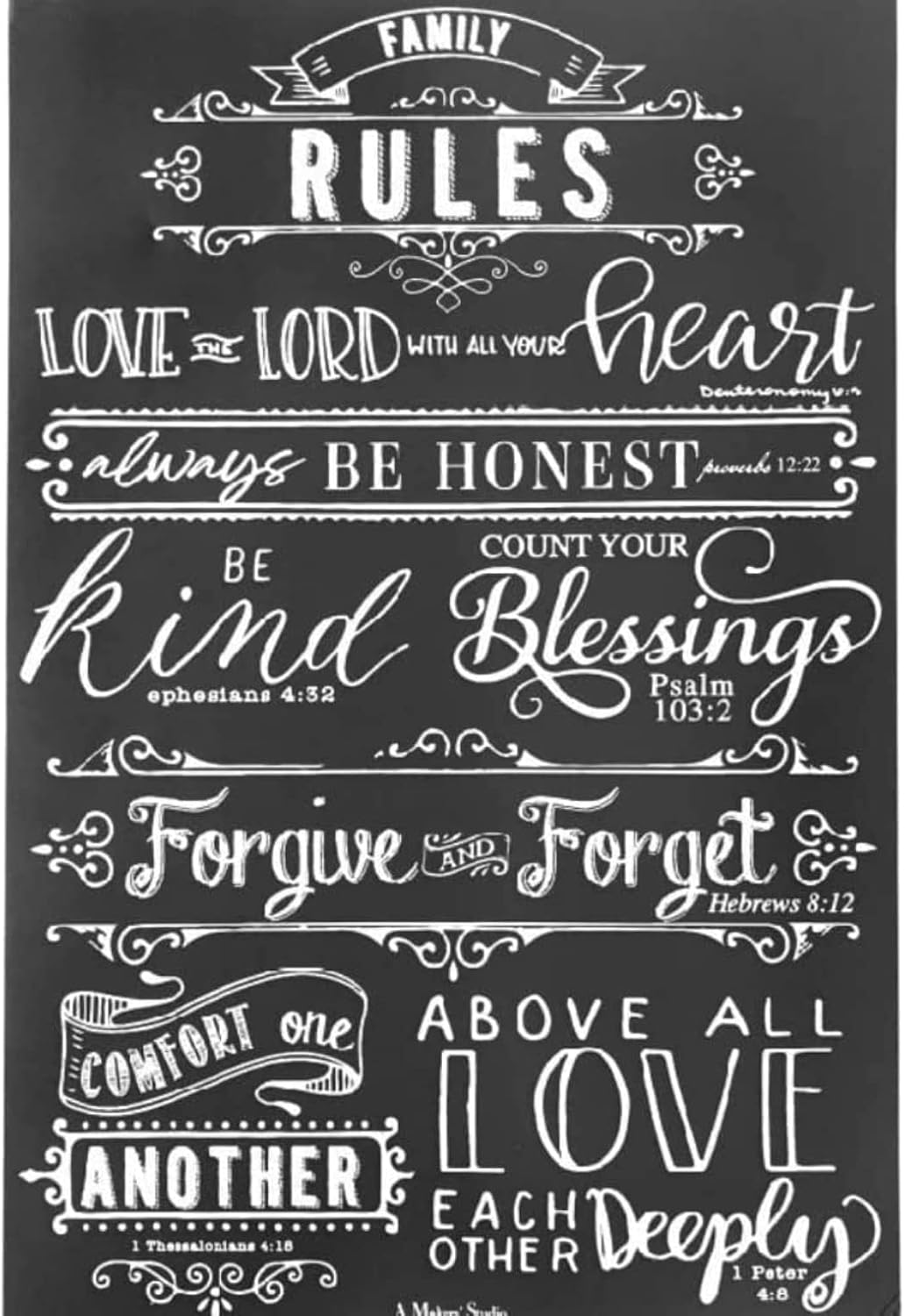 A Maker's Studio - Reusable Adhesive Mesh Stencil Sheet - Great for DIY Arts and Crafts - Suitable for Paints and Inks - Family Rules (12 x 18 Inches)