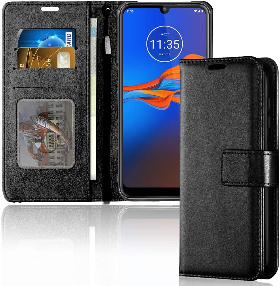 Moto E6 Plus Custodia Flip, Goffratura Design Case in PU