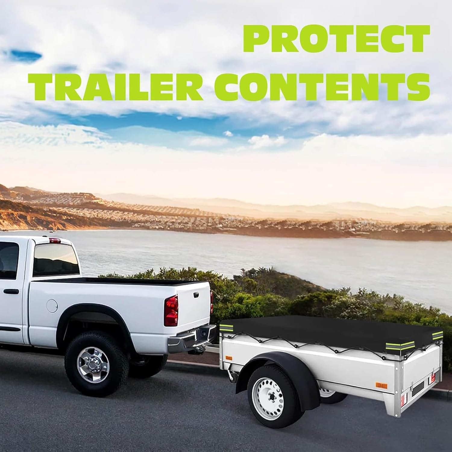 Waterproof Trailer Cover with Grommets, Heavy-Duty UV Resistant Vinyl for All-Weather Protection on Utility(Gray,Medium)