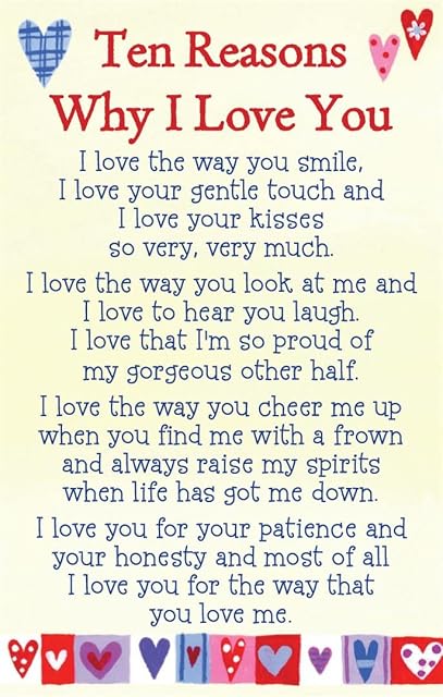 Heartwarmers Ten Reasons Why I Love You Keepsake Card & Envelope 3.5" x 2" Code K105E