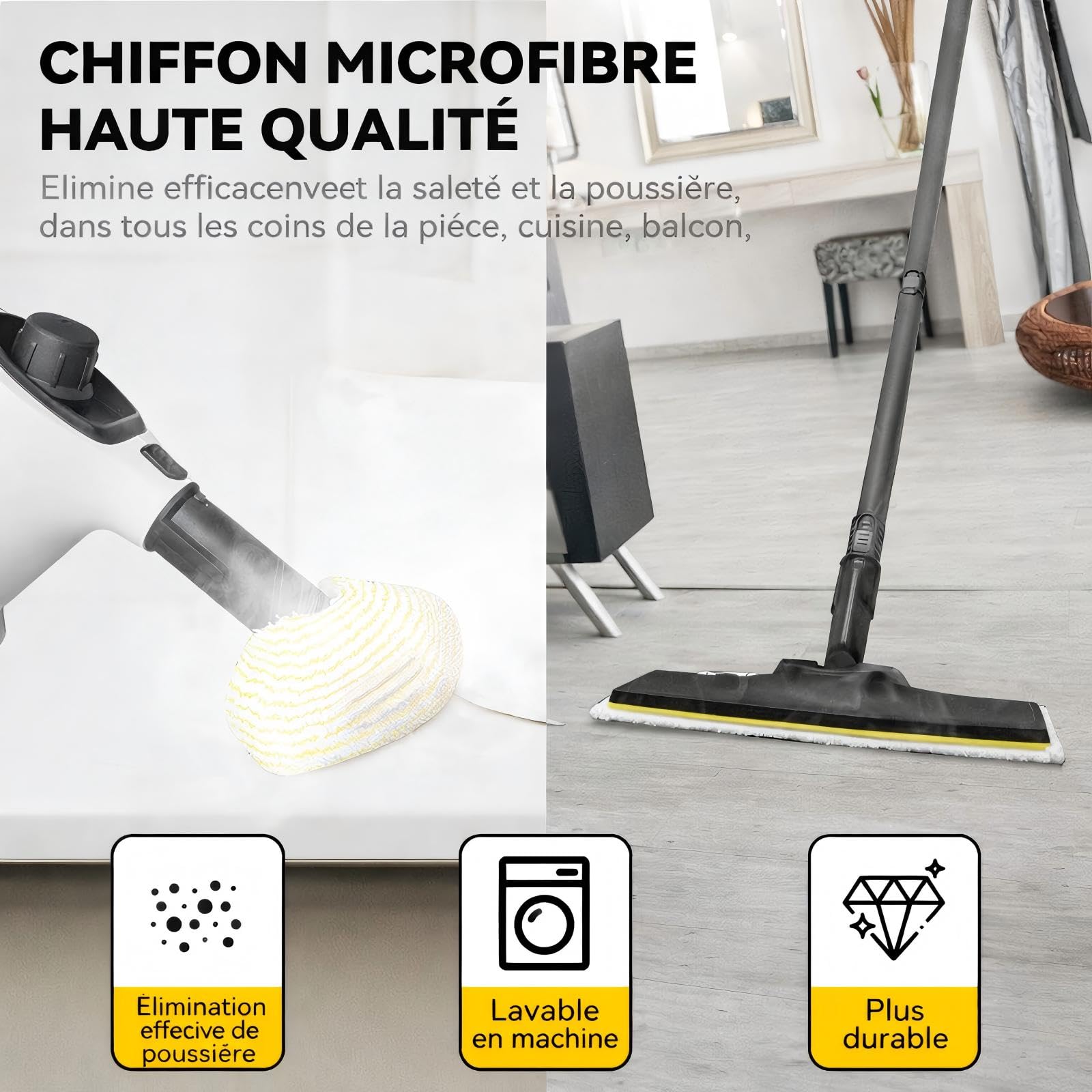 Lot De 6 Chiffons En Microfibre De Rechange Compatibles Avec Karcher EasyFix SC 1, SC 2, SC 3, SC 4, SC 5 – Accessoires Pour Nettoyeur Vapeur - 5