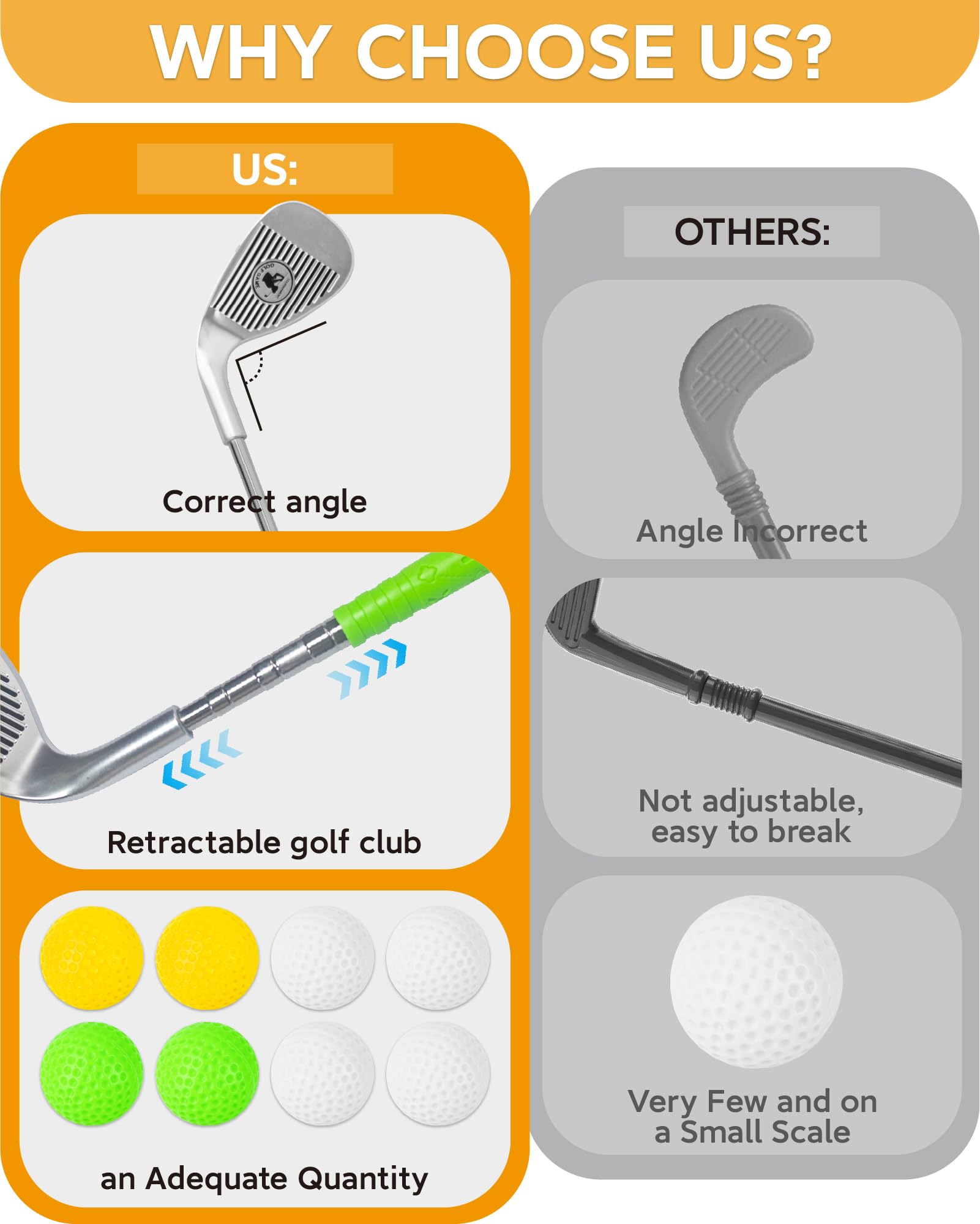 Set de Mini Golf para Niños con Devolvedor Automático de Bolas, Juegos de Golf Interior y Exterior con Pelotas Noctilucent Luminosa LED, 3 Palos Telescópicos, Regalo para Niños y Niñas desde 3 Años
