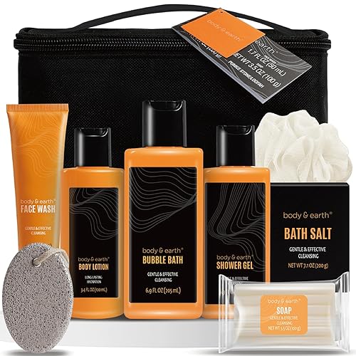 Cestas de regalo para hombres juego de regalo de spa para hombres cuerpo y tierra de 9 piezas con aroma cítrico con loción corporal gel de ducha