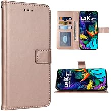 Compatible with LG K40/K12 Plus/X4 2019/Solo LTE/Xpression Plus 2/Harmony 3 Wallet Case Wrist Strap Lanyard Flip Cover Card Holder Cell Phone Cases for LGK40 K 40 40K L423DL LMX420 Rose Gold