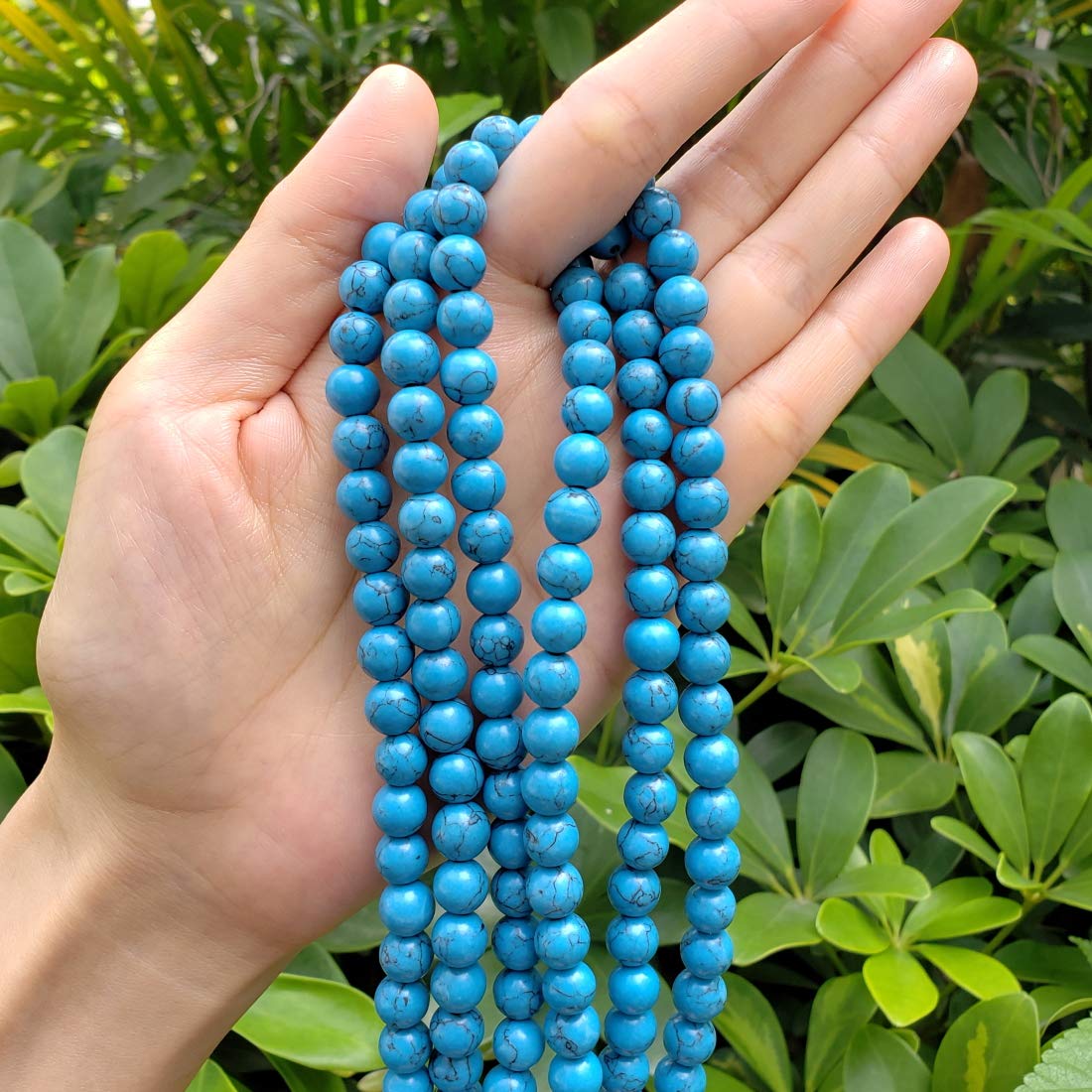 4 hebras de piedras preciosas curativas de howlita azul turquesa natural de 8 mm, cuentas redondas sueltas espaciadoras de piedra preciosa (176-188 piezas) para hacer joyas artesanales lohfxrgyjk8-8