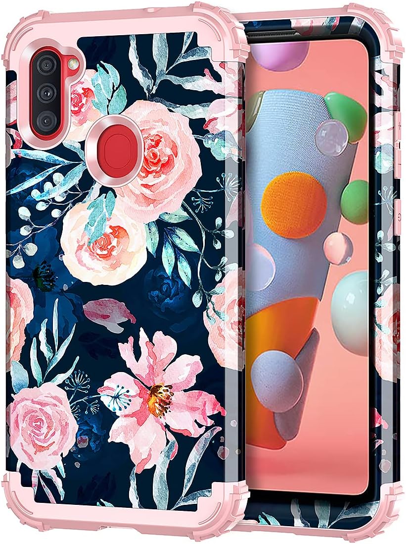 Hekodonk for Galaxy A11 Case, Heavy Duty Shockproof Protection Hard Plastic+Silicone Rubber Hybrid Protective Case for Samsung Galaxy A11 -Navy Blue