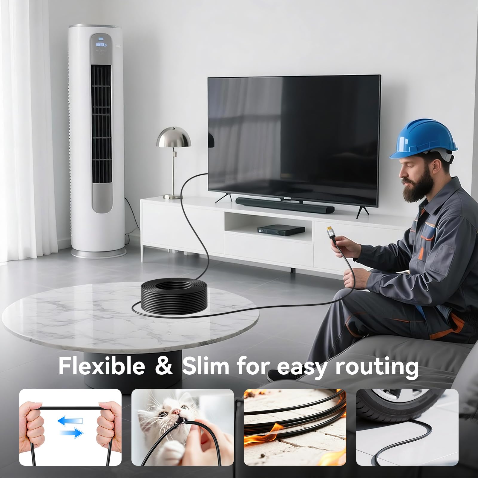 Soonsoonic 4K Glasfaser HDMI Kabel 50meter | Unterstützt 18Gbps, 4K@60Hz, HDR10, eARC, HDCP2.2 | Unidirektionales aktives langes HDMI 2.0 Kabel | für UHD-Fernseher, Monitor, Laptop, Xbox, PS4/PS5 etc