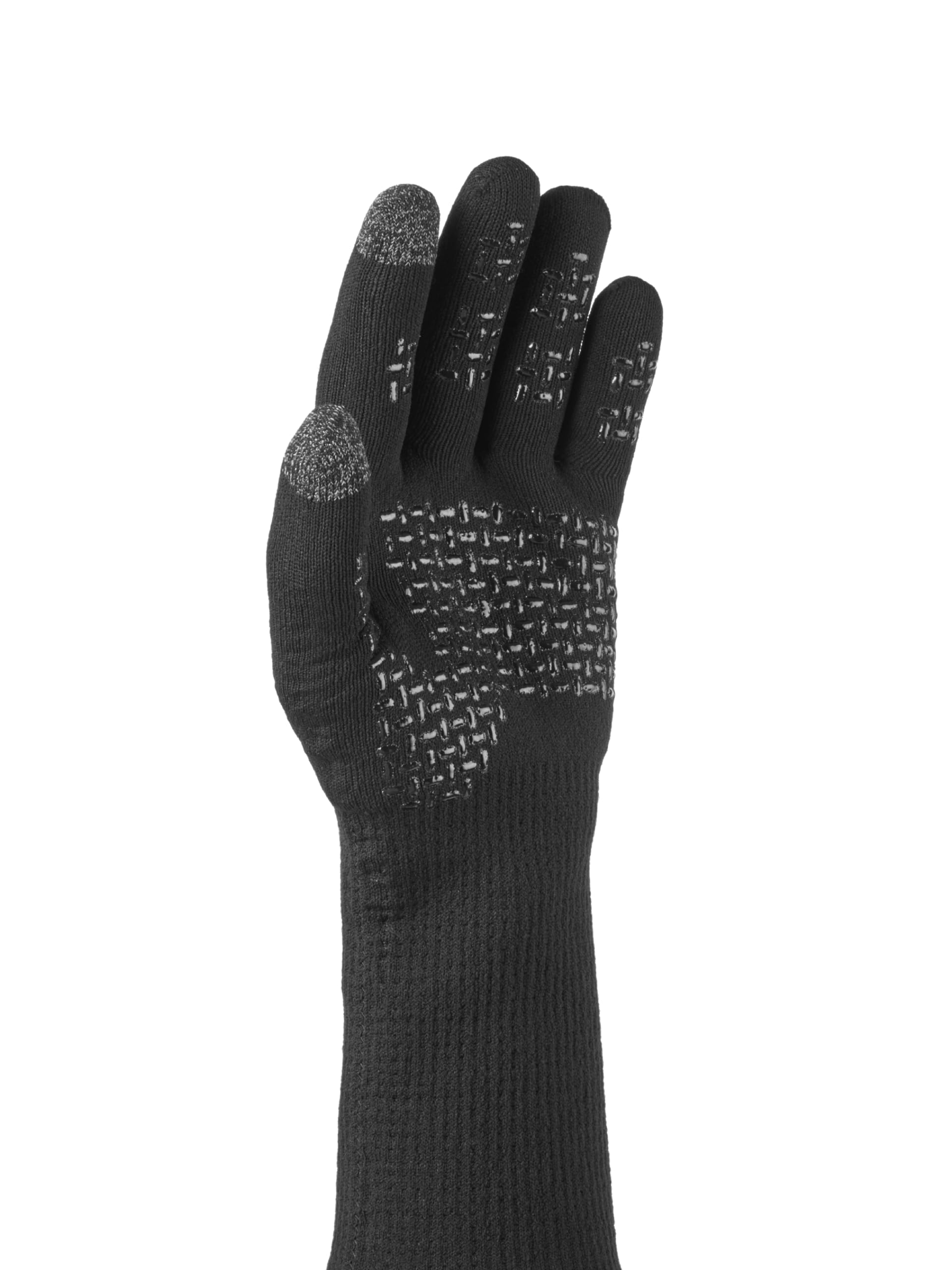 SEALSKINZ Skeyton Waterproof All Weather Ultra Grip Knitted Gauntlet, Black/Grey, XL