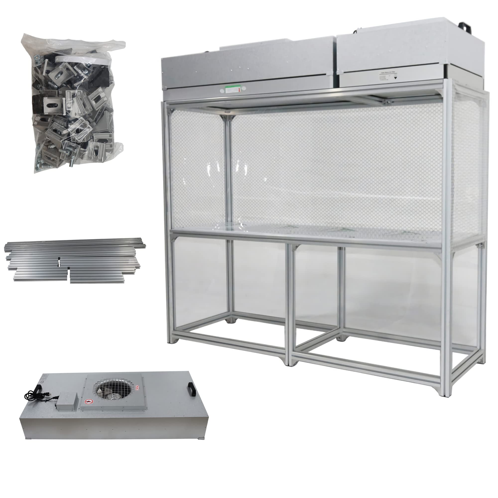 LGXEnzhuo Vertical Laminar Flow Hood Air Flow Clean Workbench Double Use 70.86x23.62in Aluminum Bench Dust Free Room Workshop for Phone Repair with HEPA-Filter Laboratory