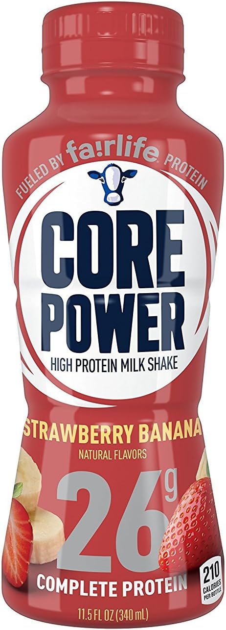 Core Power by fairlife High Protein (26g) Milk Shake, Strawberry Banana, 11.5 Fl Oz (Pack of 12)