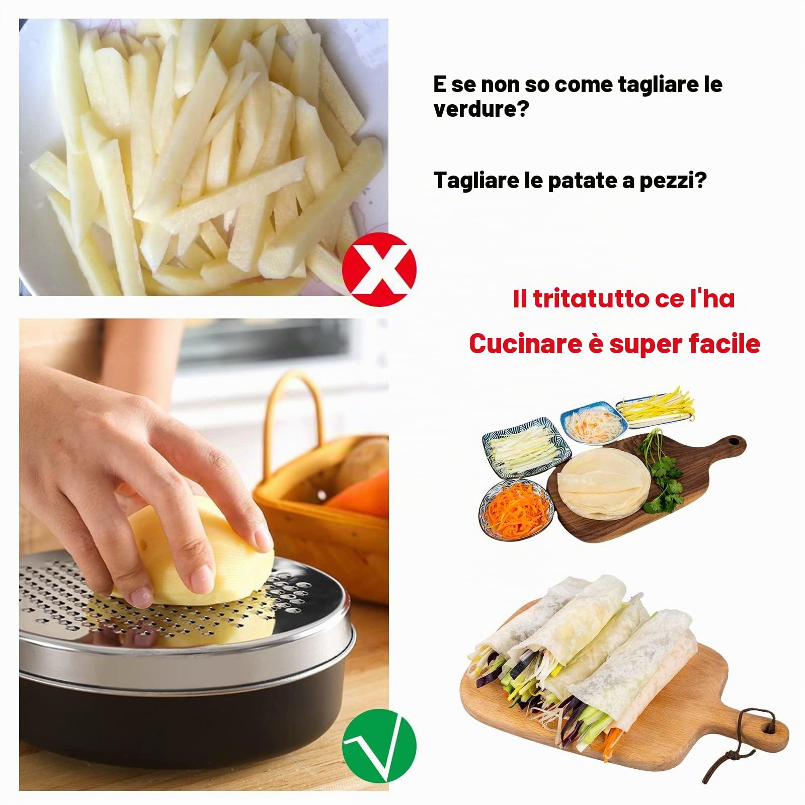 Grattugia per formaggio con contenitore e coperchio, grattugia per cucina con coperchio di 2 dimensioni, grattugia per zenzero, verdure, aglio, limone, burro, cioccolato