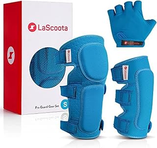 Lascoota Toddler Knee Pads & Elbow Pads Set with Gloves - Small, Blue - Soft-Style Foam Protection for Skateboarding, Rollerblading & Scootering
