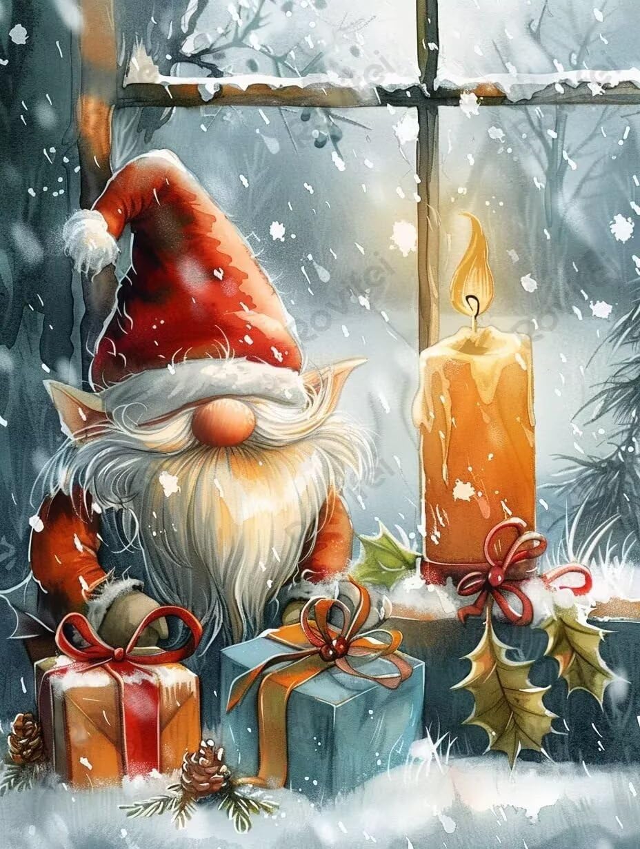 DIY Puzzles for Adults,Gnome with Christmas 35 Piece Waterproof Wooden Puzzles,Each Piece Fits Together Perfectly - for Room Decor Home Decor Bathroom Decor 6x4 inch