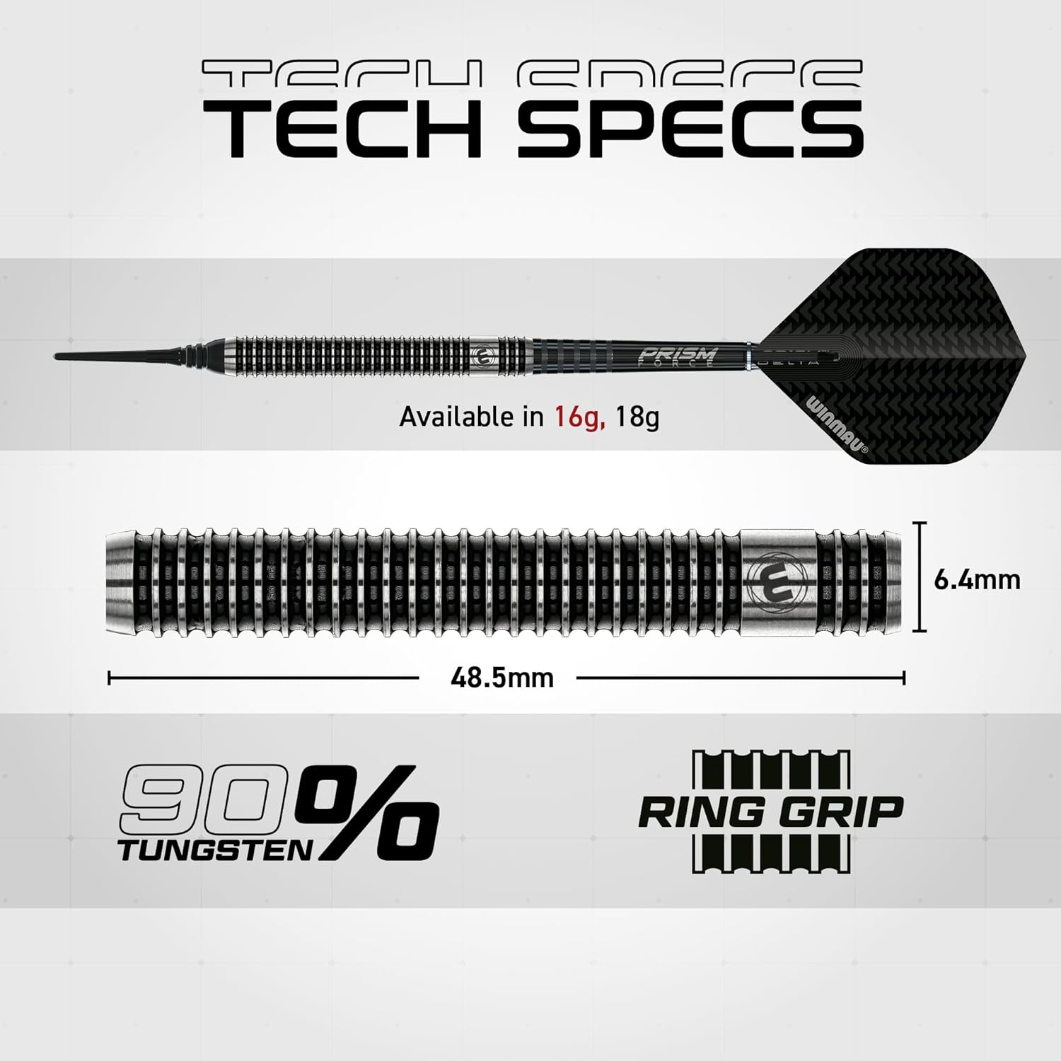 Winmau Blackout Softip Tungsten Darts Set with Flights and Shafts (Stems)