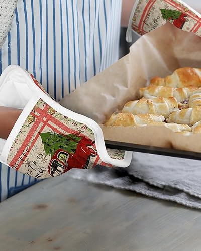 Miniatura 6 de Christmas 5Pcs Pot Holders for Kitchen,Non Slip & Heat Insulation Terry Cloth Potholder Set with Pocket,Thick Hot Pad Oven Mitts Trivet Coaster for