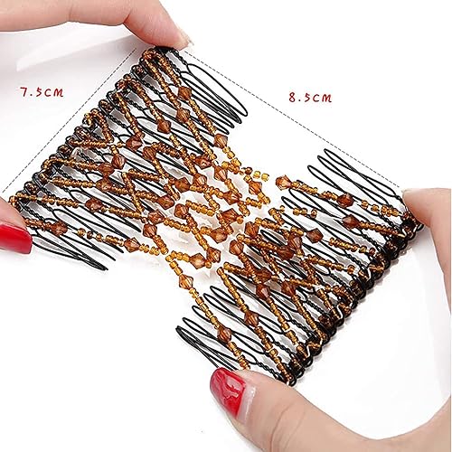 Miniatura 5 de Peines mágicos para el cabello, 6 piezas de pinzas mágicas elásticas de cuentas vintage, pinzas para el cabello con doble pinza para el cabello,