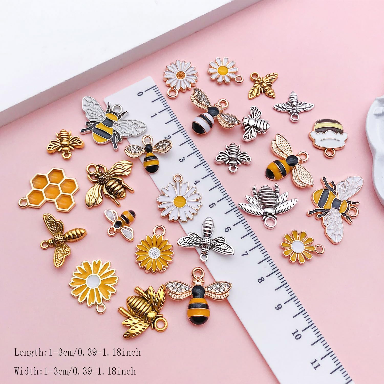 Youdiyla 100pcs Alloy Enamel Bee Charm Mixed Honey Bee Pendant Charms Vintage Insect Jewelry Findings for DIY Necklace Bracelet Crafts SN1009 - Image 3