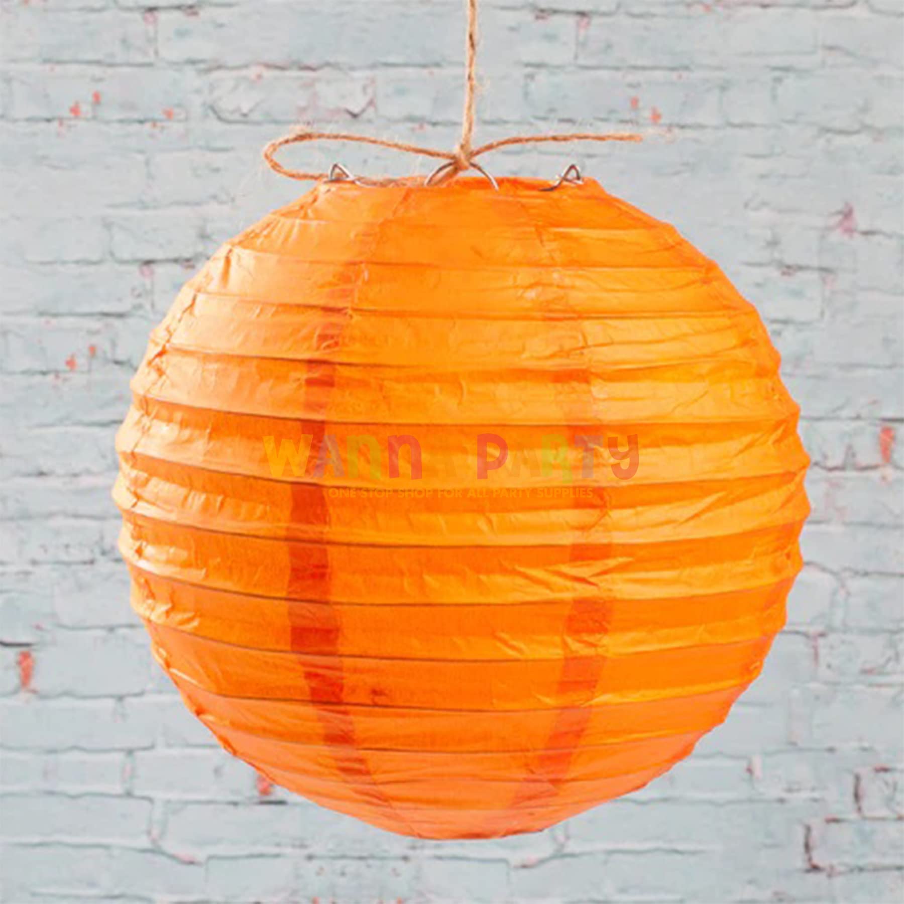WP Wanna Party 12 Inches Paper Lanterns Orange, Hanging Paper Lantern for Diwali Christmas Indoor Outdoor Home Decor, Hanging Paper Ball Decoration for Marriage Baby Shower Birthday Decor, Pack of 1