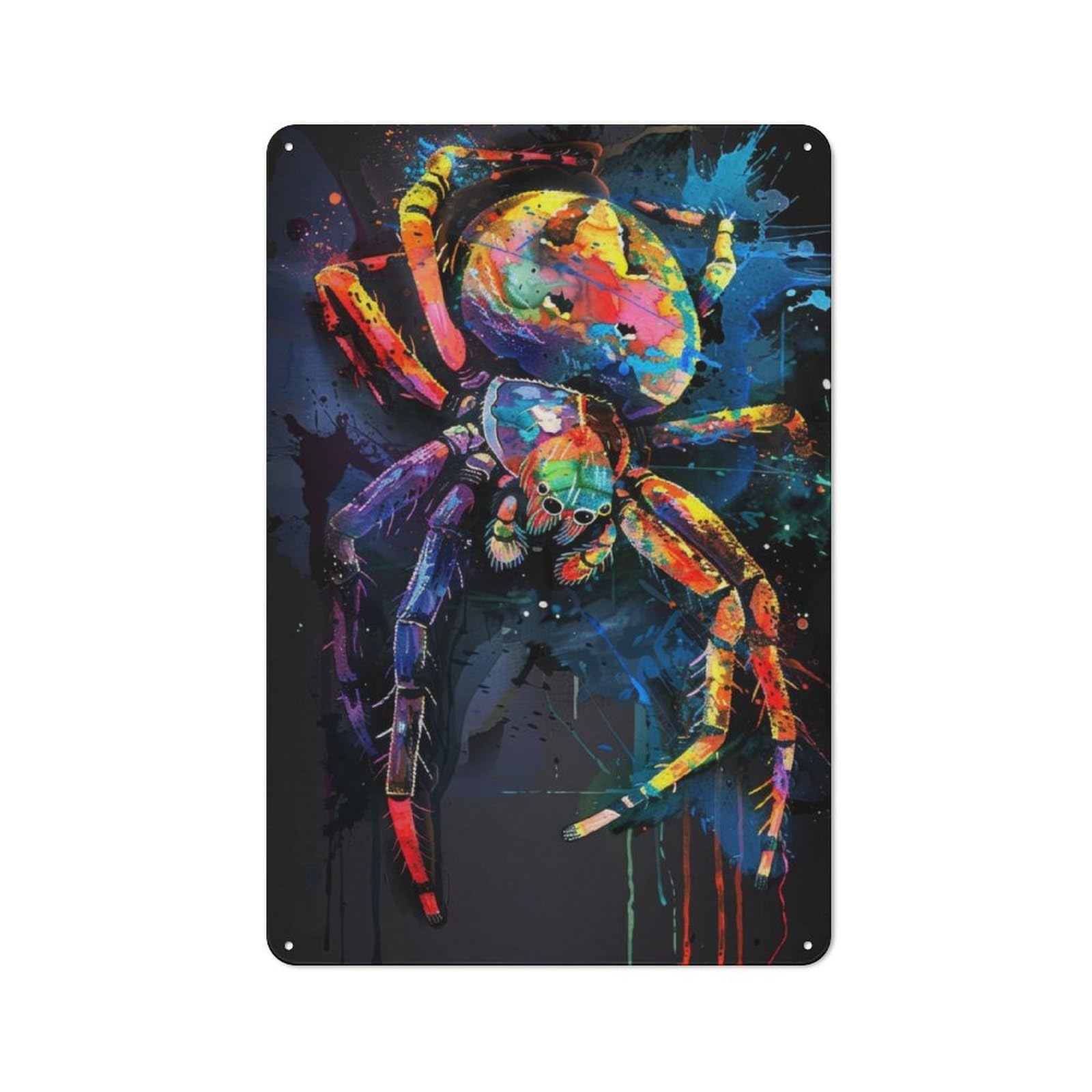 Junmoney Spider Popart Painting Vintage Metal Wall Decor 30X20cm, Garage Metal Sign For Workshop, Basement, Shed Or Games Room