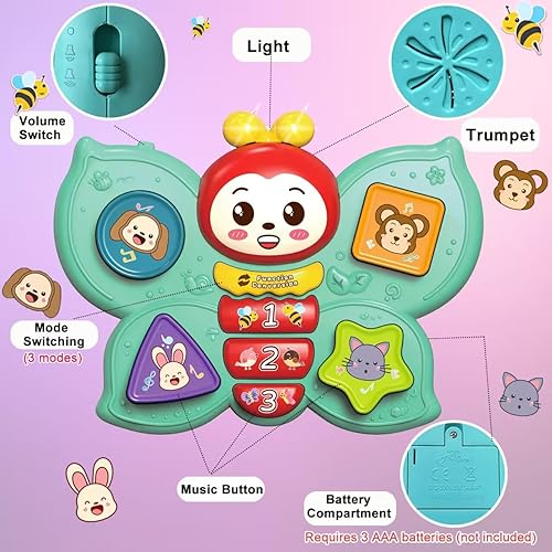 Miniatura 3 de KiuKieya Juguete de bebé con sonido musical de mariposa para niños pequeños y niñas